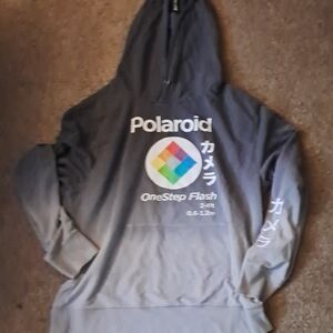 Polaroid Ombre Gray Hoodie with Colorful Logo